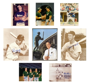 Lot of (100) Signed Baseball Photographs Including Stan Musial, Ernie Banks, Don Larsen, Andre Dawson, Ken Caminiti, Richie Ashburn and Mark McGwire (Beckett PreCert)
